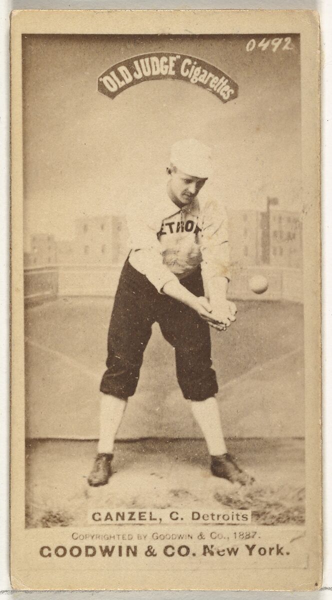 Charles William "Charlie" Ganzel, Catcher, Detroit Wolverines, from the Old Judge series (N172) for Old Judge Cigarettes, Issued by Goodwin &amp; Company, Albumen photograph 
