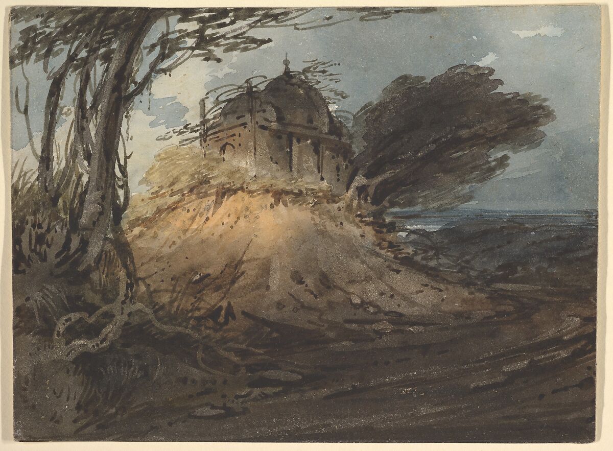 Indian temple, George Chinnery (British, London 1774–1852 Macau), Watercolor 