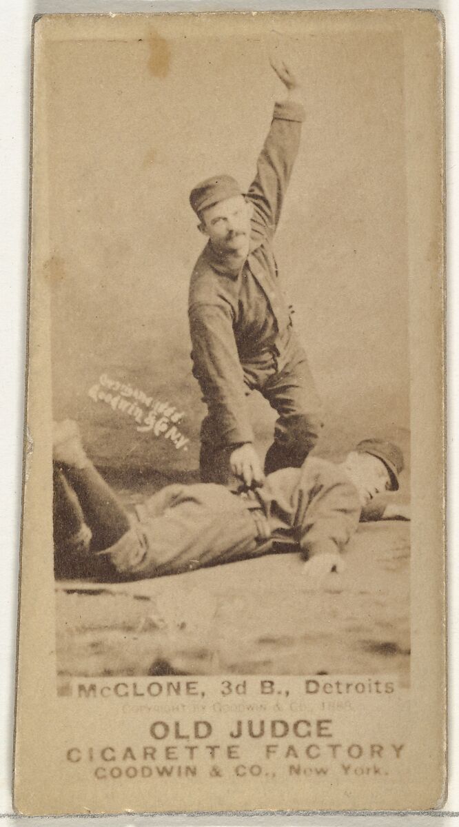McGlone, 3rd Base, Detroit Wolverines, from the Old Judge series (N172) for Old Judge Cigarettes, Issued by Goodwin &amp; Company, Albumen photograph 