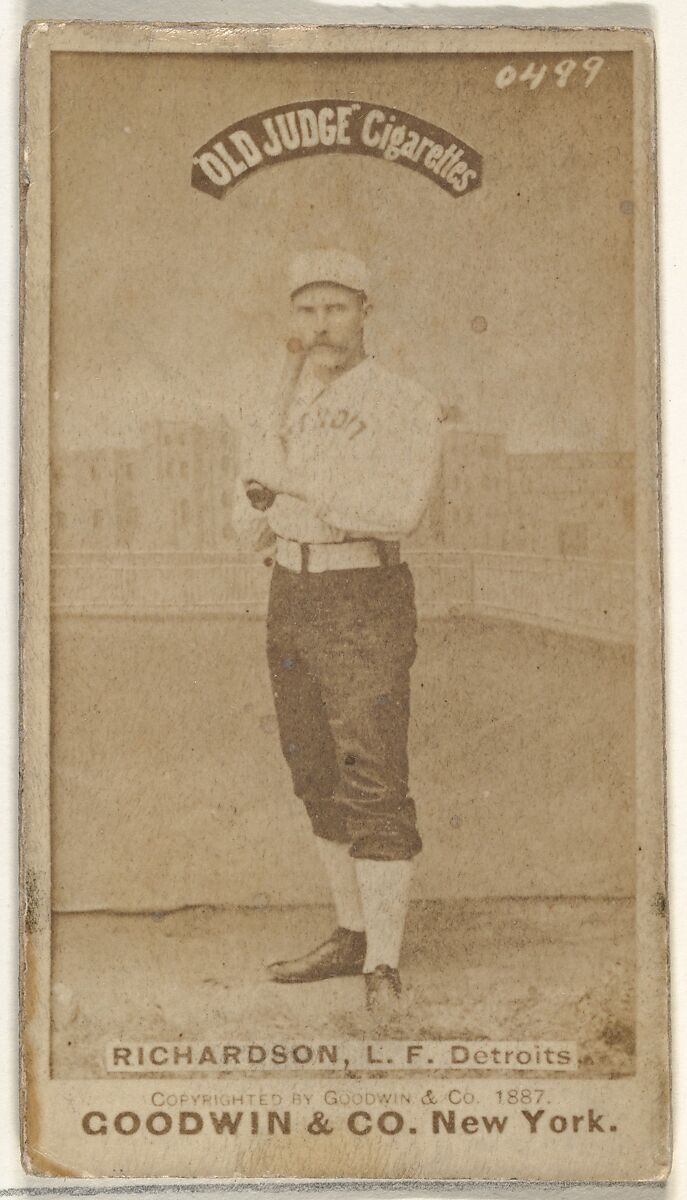 Abram Harding "Hardy" Richardson, Left Field, Detroit Wolverines, from the Old Judge series (N172) for Old Judge Cigarettes, Issued by Goodwin &amp; Company, Albumen photograph 