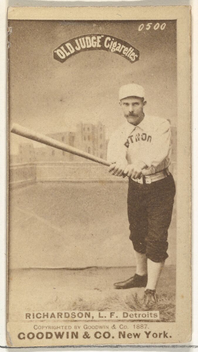 Abram Harding "Hardy" Richardson, Left Field, Detroit Wolverines, from the Old Judge series (N172) for Old Judge Cigarettes, Issued by Goodwin &amp; Company, Albumen photograph 