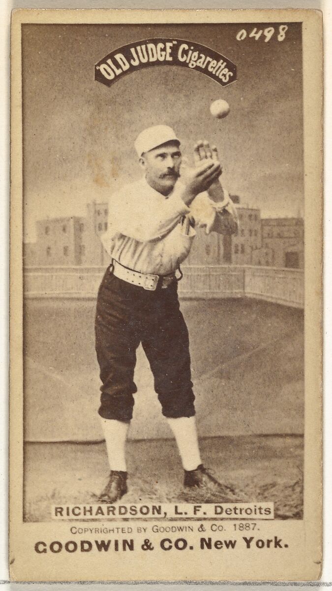 Abram Harding "Hardy" Richardson, Left Field, Detroit Wolverines, from the Old Judge series (N172) for Old Judge Cigarettes, Issued by Goodwin &amp; Company, Albumen photograph 