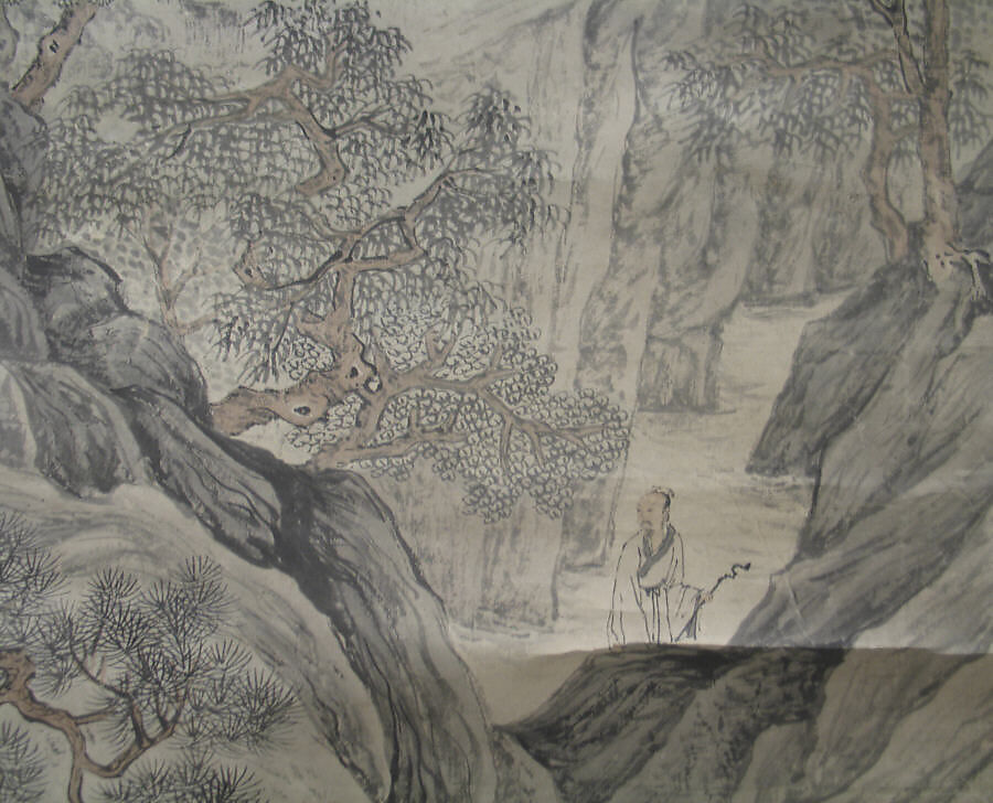 Scholar Admiring Autumn Scenery, Unidentified artist, Hanging scroll; ink and color on paper, China 