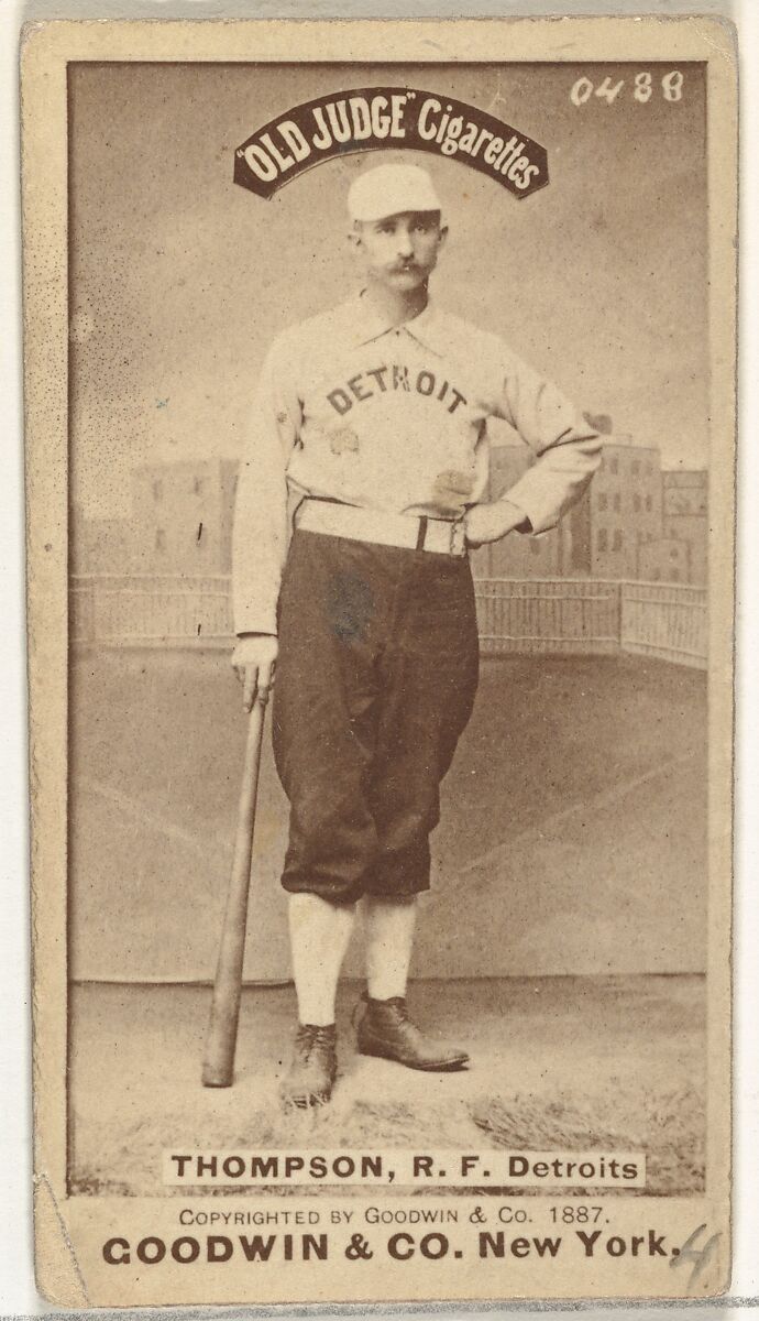 Samuel Luther "Sam" Thompson, Right Field, Detroit Wolverines, from the Old Judge series (N172) for Old Judge Cigarettes, Issued by Goodwin &amp; Company, Albumen photograph 