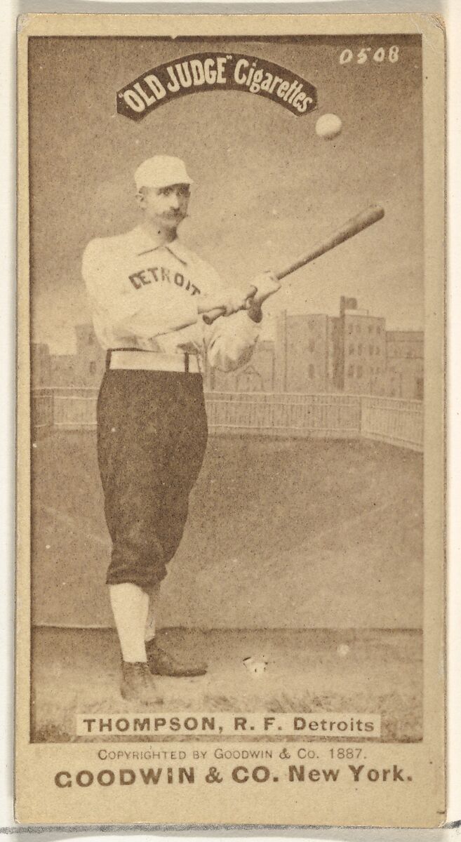 Samuel Luther "Sam" Thompson, Right Field, Detroit Wolverines, from the Old Judge series (N172) for Old Judge Cigarettes, Issued by Goodwin &amp; Company, Albumen photograph 