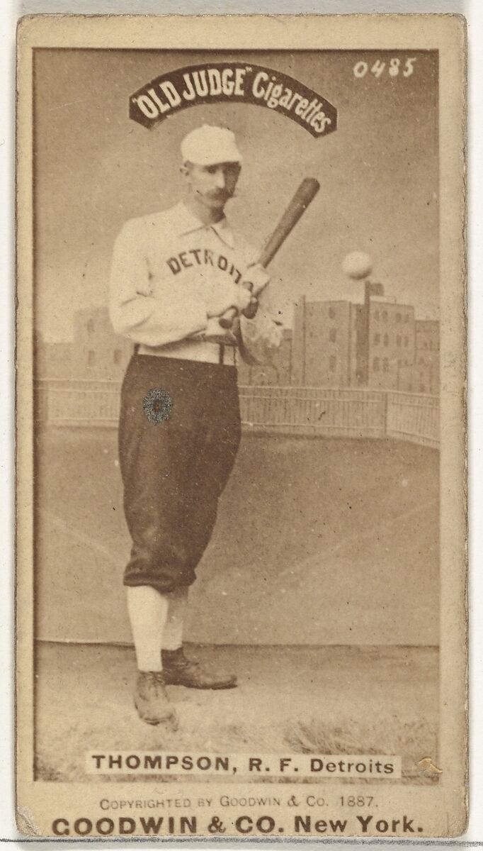 Samuel Luther "Sam" Thompson, Right Field, Detroit Wolverines, from the Old Judge series (N172) for Old Judge Cigarettes, Issued by Goodwin &amp; Company, Albumen photograph 