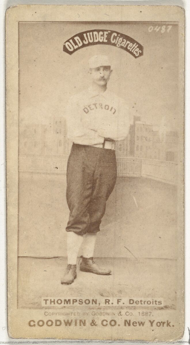 Samuel Luther "Sam" Thompson, Right Field, Detroit Wolverines, from the Old Judge series (N172) for Old Judge Cigarettes, Issued by Goodwin &amp; Company, Albumen photograph 