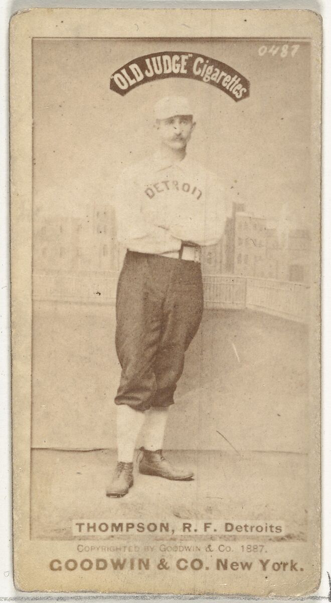 Samuel Luther "Sam" Thompson, Right Field, Detroit Wolverines, from the Old Judge series (N172) for Old Judge Cigarettes, Issued by Goodwin &amp; Company, Albumen photograph 