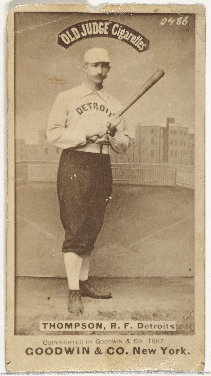 Samuel Luther "Sam" Thompson, Right Field, Detroit Wolverines, from the Old Judge series (N172) for Old Judge Cigarettes, Issued by Goodwin &amp; Company, Albumen photograph 