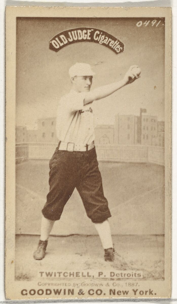 Lawrence Grant "Larry" Twitchell, Pitcher, Detroit Wolverines, from the Old Judge series (N172) for Old Judge Cigarettes, Issued by Goodwin &amp; Company, Albumen photograph 