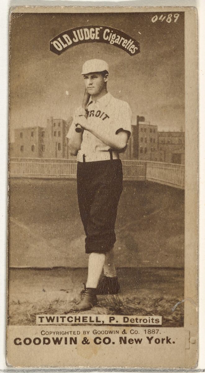 Lawrence Grant "Larry" Twitchell, Pitcher, Detroit Wolverines, from the Old Judge series (N172) for Old Judge Cigarettes, Issued by Goodwin &amp; Company, Albumen photograph 