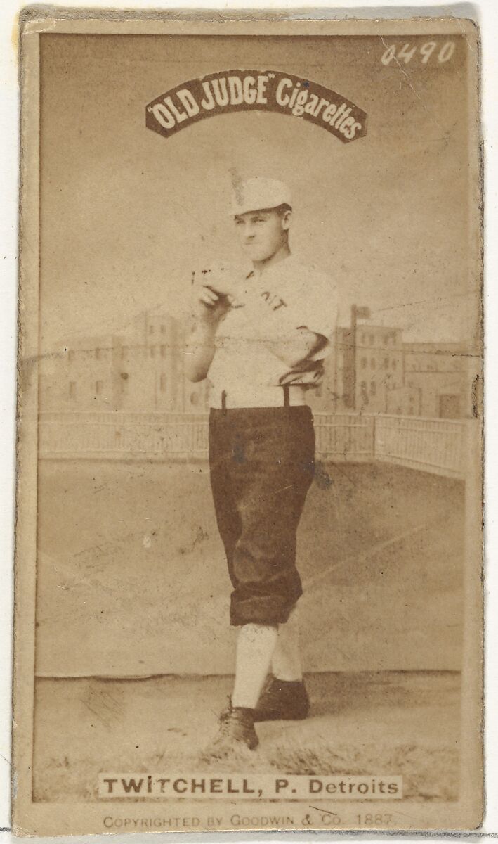 Lawrence Grant "Larry" Twitchell, Pitcher, Detroit Wolverines, from the Old Judge series (N172) for Old Judge Cigarettes, Issued by Goodwin &amp; Company, Albumen photograph 