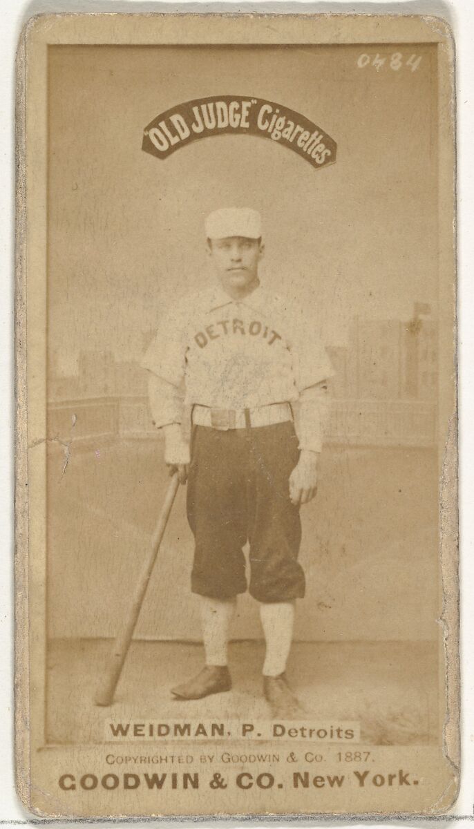 George Edward "Stump" Wiedman, Pitcher, Detroit Wolverines, from the Old Judge series (N172) for Old Judge Cigarettes, Issued by Goodwin &amp; Company, Albumen photograph 