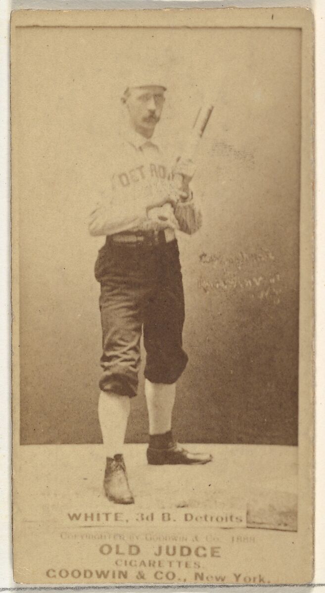 James Laurie "Deacon" White, 3rd Base, Detroit Wolverines, from the Old Judge series (N172) for Old Judge Cigarettes, Issued by Goodwin &amp; Company, Albumen photograph 