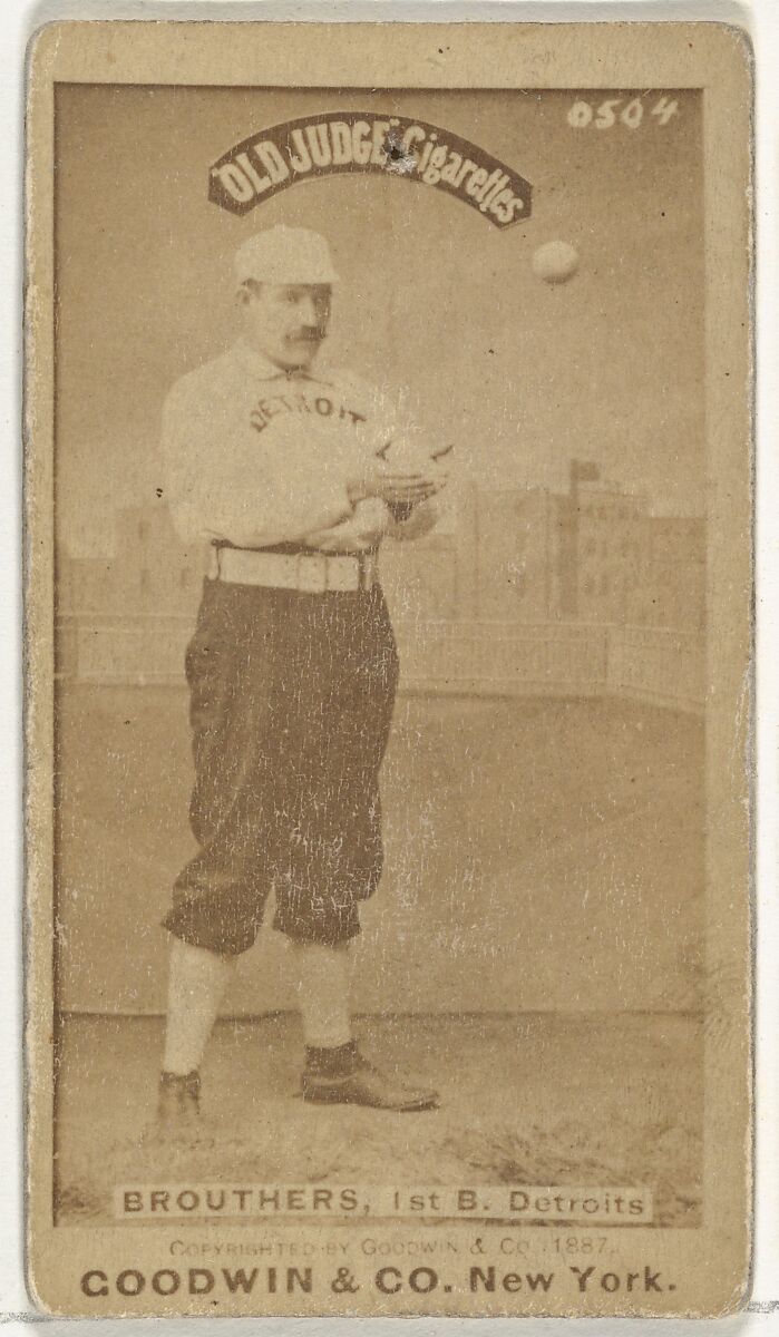 Dennis Joseph "Dan" Brouthers, 1st Base, Detroit Wolverines, from the Old Judge series (N172) for Old Judge Cigarettes, Issued by Goodwin &amp; Company, Albumen photograph 