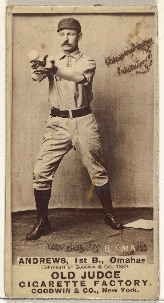William Walter "Wally" Andrews, 1st Base, Omaha Omahogs/Lambs, from the Old Judge series (N172) for Old Judge Cigarettes, Issued by Goodwin &amp; Company, Albumen photograph 