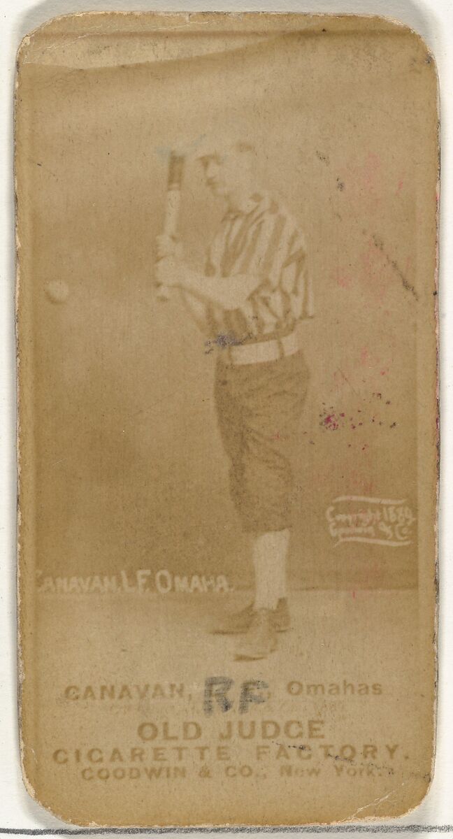 James Edward "Jim" Canavan, Left Field, Omaha Omahogs/ Lambs, from the Old Judge series (N172) for Old Judge Cigarettes, Issued by Goodwin &amp; Company, Albumen photograph 
