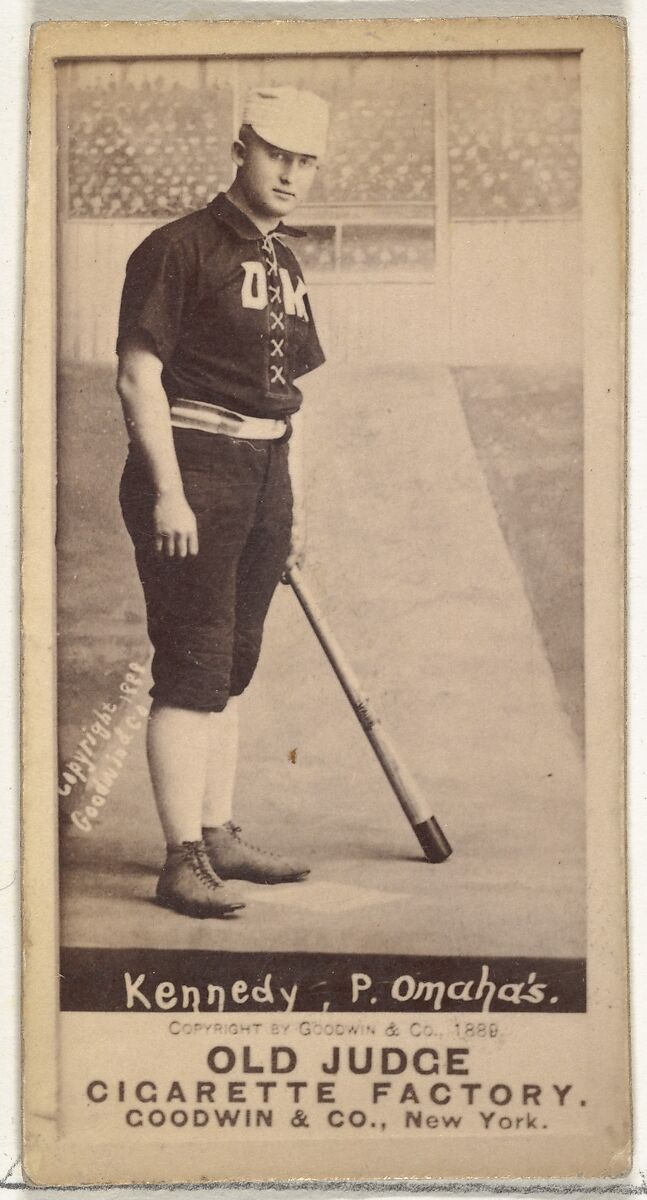 Theodore A. "Ted" Kennedy, Pitcher, Omaha Omahogs/ Lambs, from the Old Judge series (N172) for Old Judge Cigarettes, Issued by Goodwin &amp; Company, Albumen photograph 