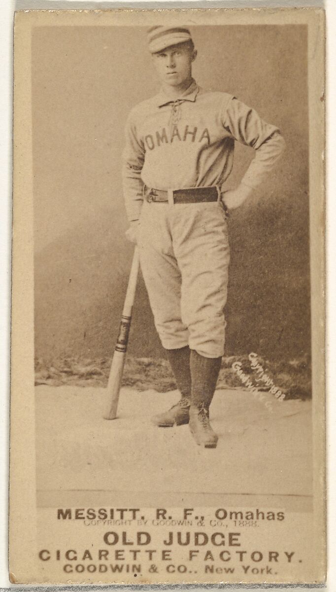 Messitt, Right Field, Omaha Omahogs/ Lambs, from the Old Judge series (N172) for Old Judge Cigarettes, Issued by Goodwin &amp; Company, Albumen photograph 