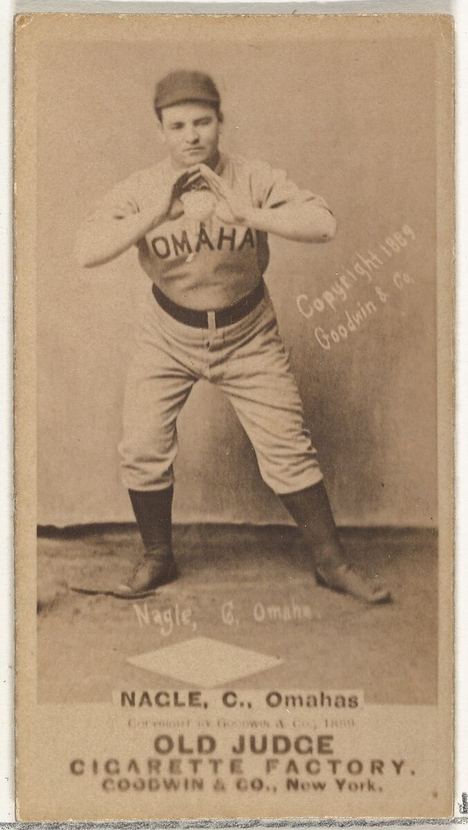 Nagle, Catcher, Omaha Omahogs/ Lambs, from the Old Judge series (N172) for Old Judge Cigarettes, Issued by Goodwin &amp; Company, Albumen photograph 