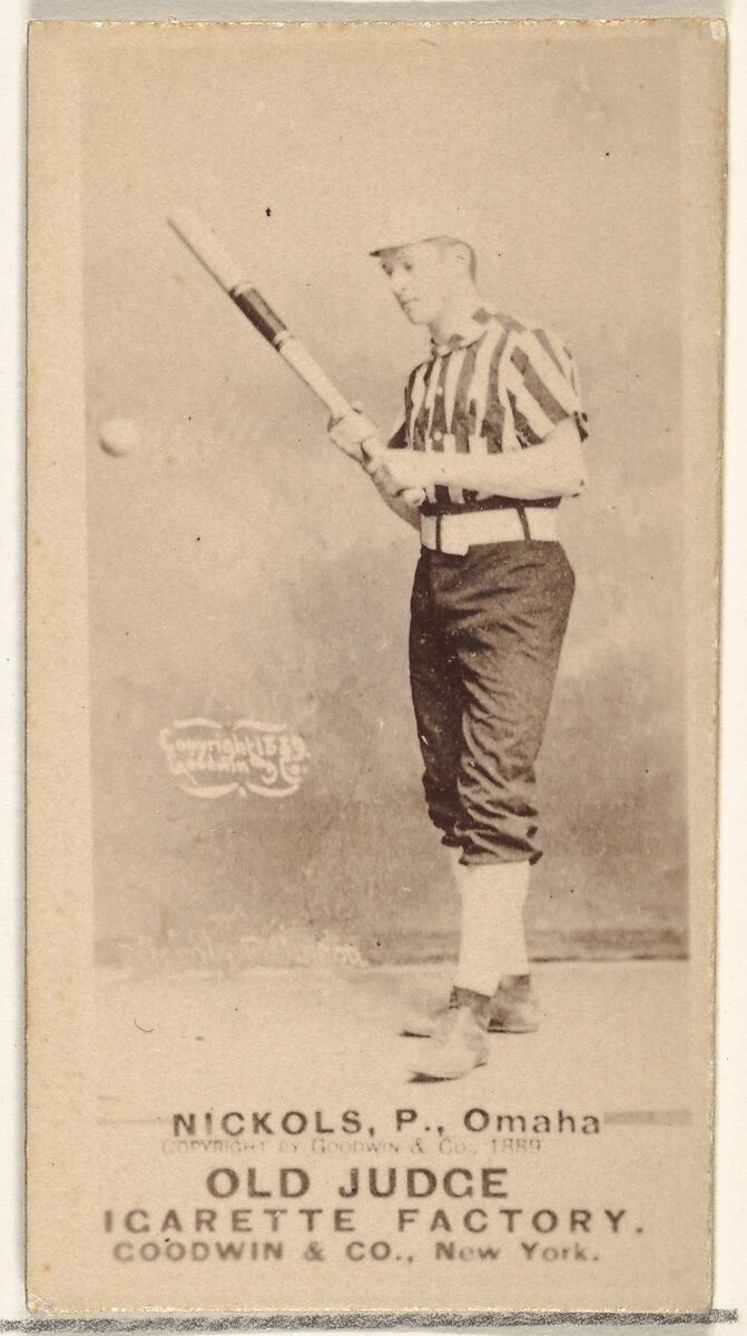 Charles Augustus "Kid" Nichols, Pitcher, Omaha Omahogs/ Lambs, from the Old Judge series (N172) for Old Judge Cigarettes, Issued by Goodwin &amp; Company, Albumen photograph 