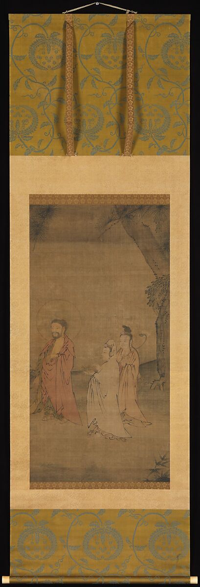 Shakyamuni coming down from the mountains, Unidentified artist  , late 13th–early 14th century, Hanging scroll; ink and color on silk, China