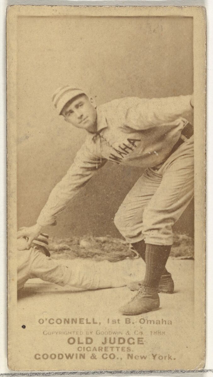 Patrick H. "Pat" O'Connell, 1st Base, Omaha Omahogs/ Lambs, from the Old Judge series (N172) for Old Judge Cigarettes, Issued by Goodwin &amp; Company, Albumen photograph 