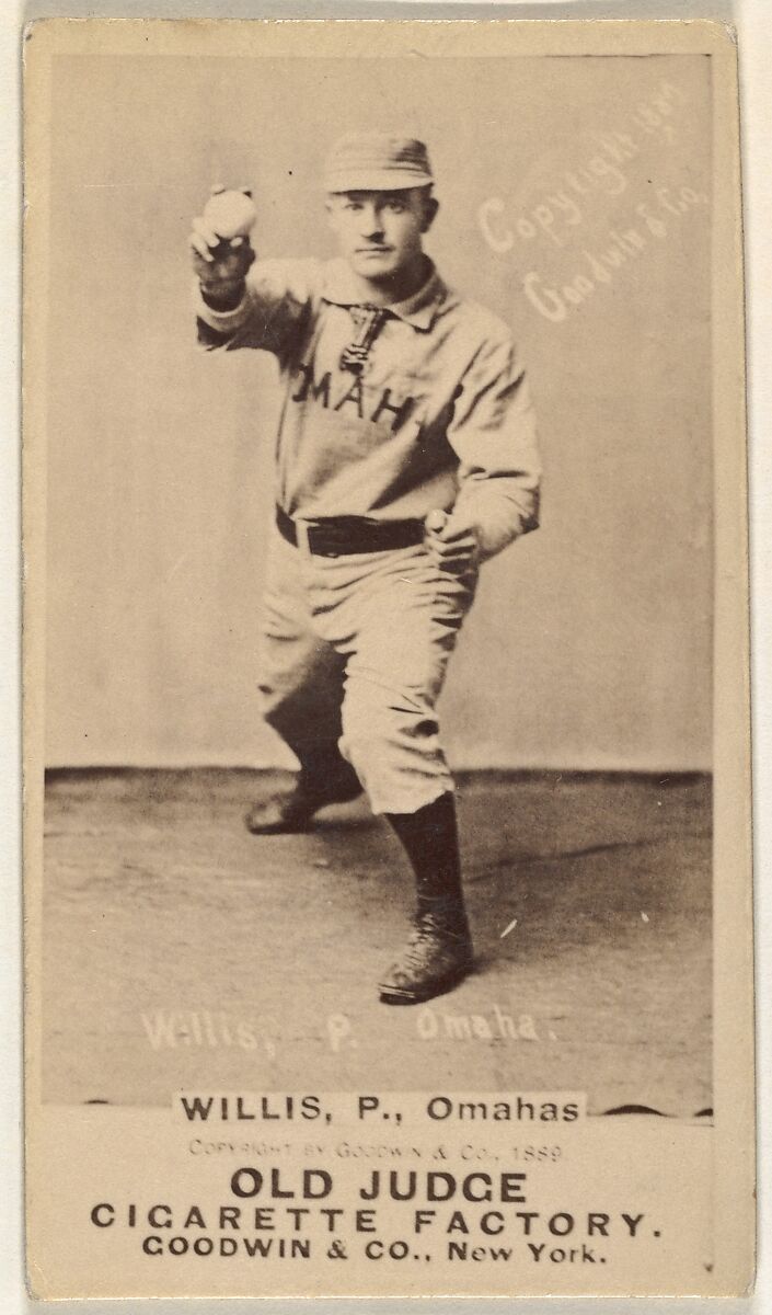 Willis, Pitcher, Omaha Omahogs/ Lambs, from the Old Judge series (N172) for Old Judge Cigarettes, Issued by Goodwin &amp; Company, Albumen photograph 