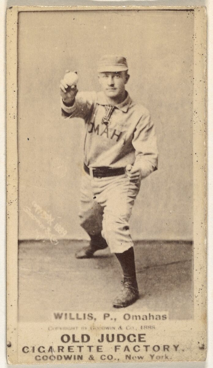 Willis, Pitcher, Omaha Omahogs/ Lambs, from the Old Judge series (N172) for Old Judge Cigarettes, Issued by Goodwin &amp; Company, Albumen photograph 