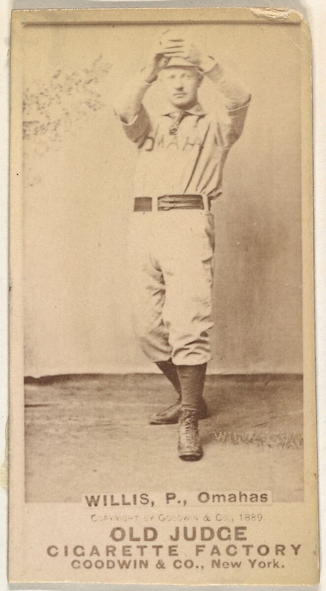 Willis, Pitcher, Omaha Omahogs/ Lambs, from the Old Judge series (N172) for Old Judge Cigarettes, Issued by Goodwin &amp; Company, Albumen photograph 