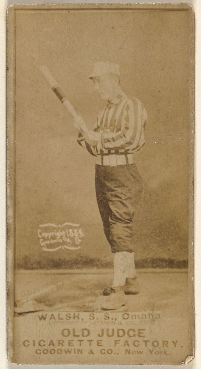 Joseph R. "Joe" Walsh, Shortstop, Omaha Omahogs/ Lambs, from the Old Judge series (N172) for Old Judge Cigarettes, Issued by Goodwin &amp; Company, Albumen photograph 