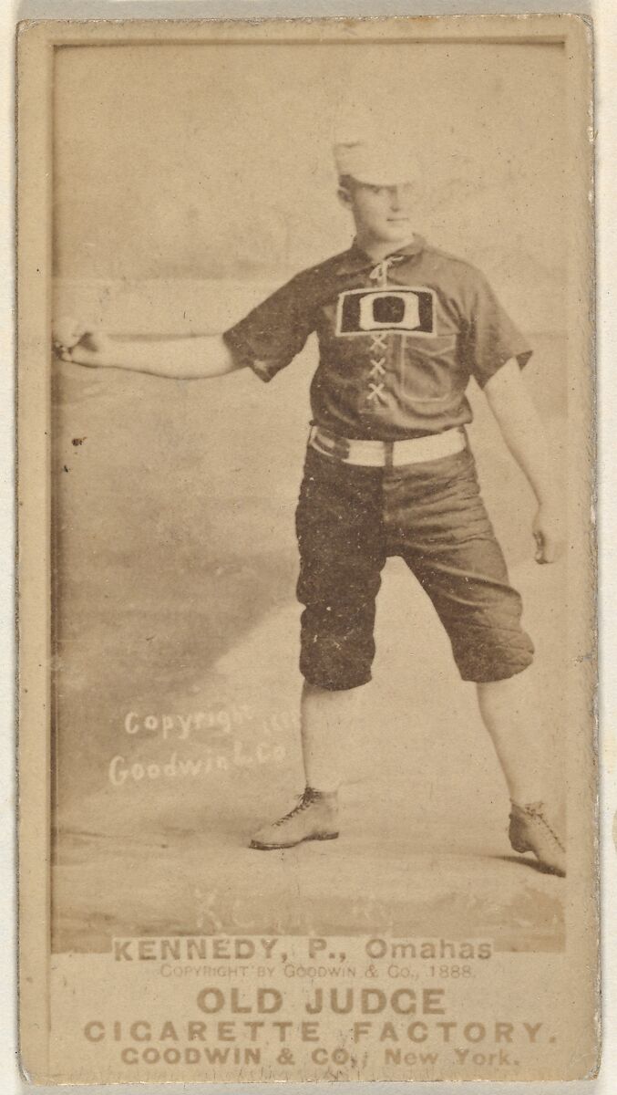 Theodore A. "Ted" Kennedy, Pitcher, Omaha Omahogs/ Lambs, from the Old Judge series (N172) for Old Judge Cigarettes, Issued by Goodwin &amp; Company, Albumen photograph 