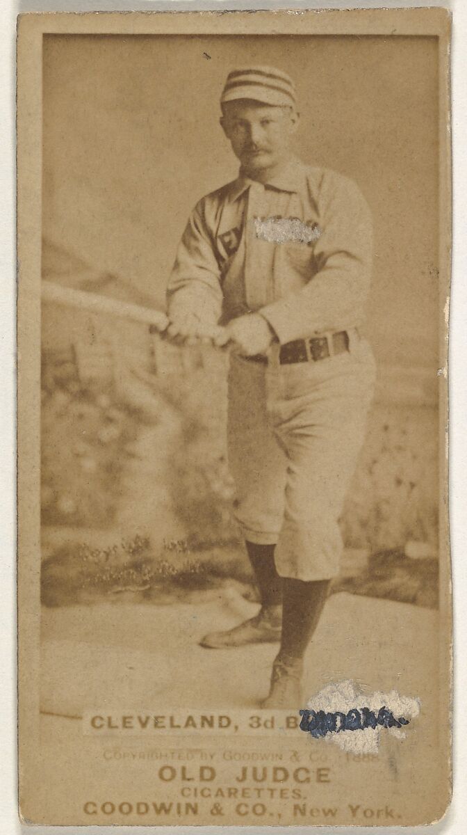 Elmer Ellsworth Cleveland, 3rd Base, Omaha Omahogs/ Lambs, from the Old Judge series (N172) for Old Judge Cigarettes, Issued by Goodwin &amp; Company, Albumen photograph 