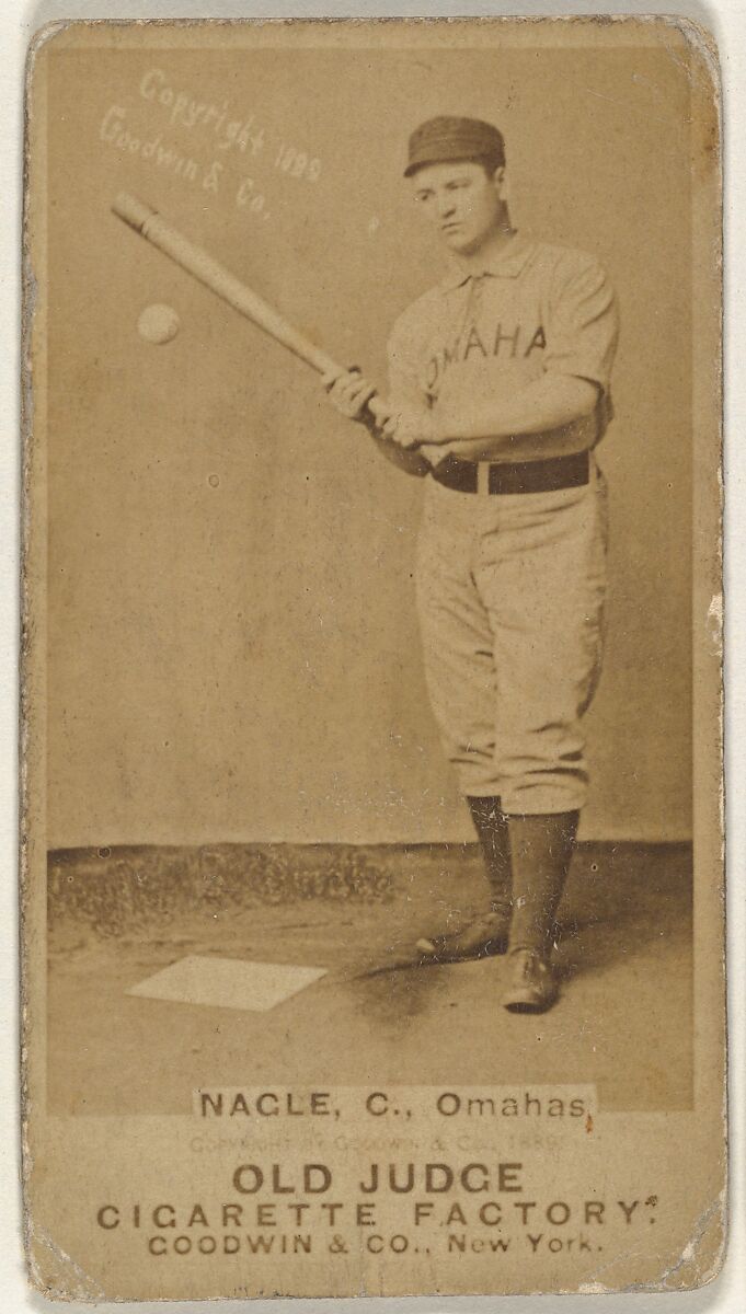 Nagle, Catcher, Omaha Omahogs/ Lambs, from the Old Judge series (N172) for Old Judge Cigarettes, Issued by Goodwin &amp; Company, Albumen photograph 