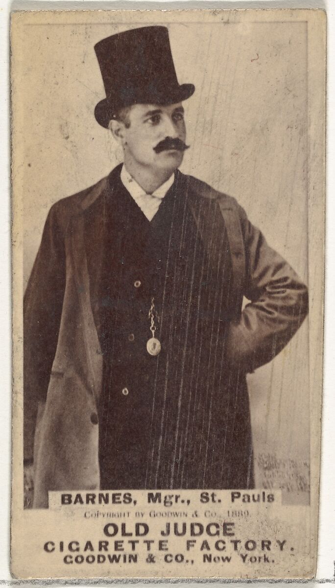 William H. "Bill" Barnes, Manager, St. Paul Apostles, from the Old Judge series (N172) for Old Judge Cigarettes, Issued by Goodwin &amp; Company, Albumen photograph 