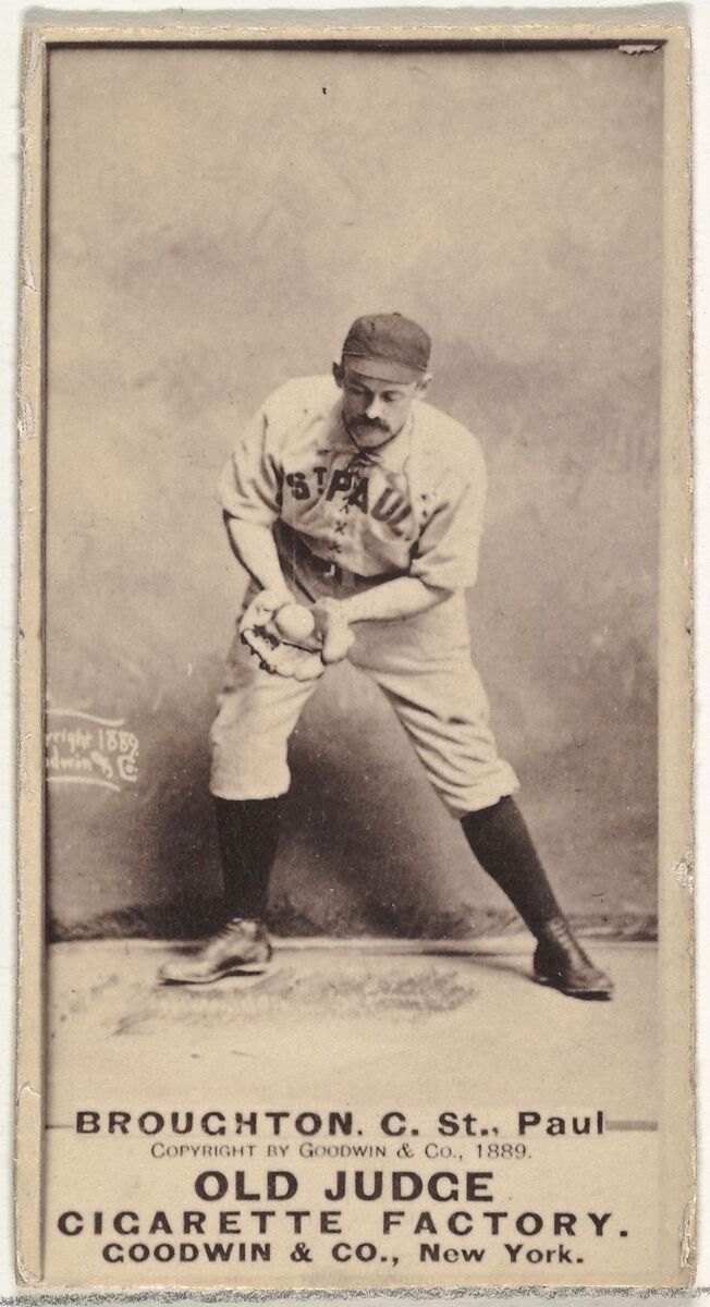 Cecil Calvert "Cal" Broughton, Catcher, St. Paul Apostles, from the Old Judge series (N172) for Old Judge Cigarettes, Issued by Goodwin &amp; Company, Albumen photograph 