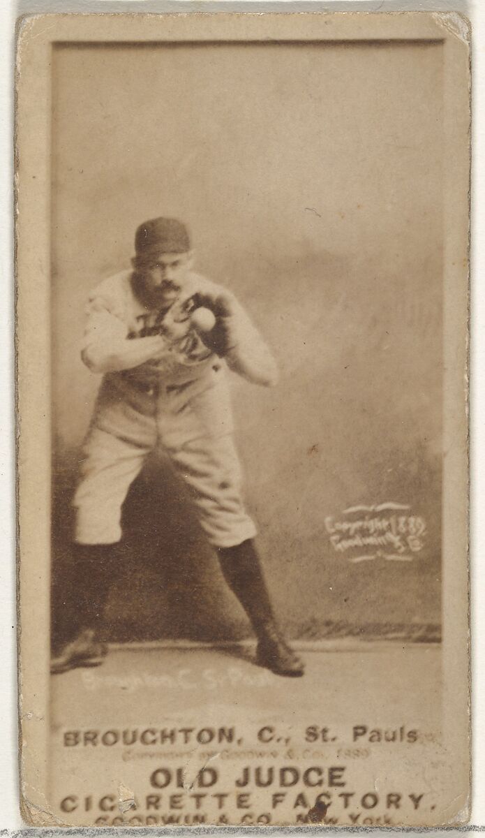 Cecil Calvert "Cal" Broughton, Catcher, St. Paul Apostles, from the Old Judge series (N172) for Old Judge Cigarettes, Issued by Goodwin &amp; Company, Albumen photograph 
