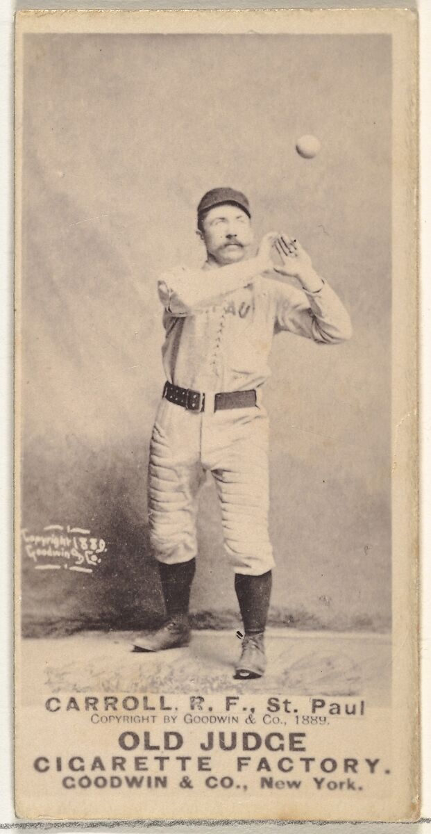 John E. "Scrappy" Carroll, Right Field, St. Paul Apostles, from the Old Judge series (N172) for Old Judge Cigarettes, Issued by Goodwin &amp; Company, Albumen photograph 