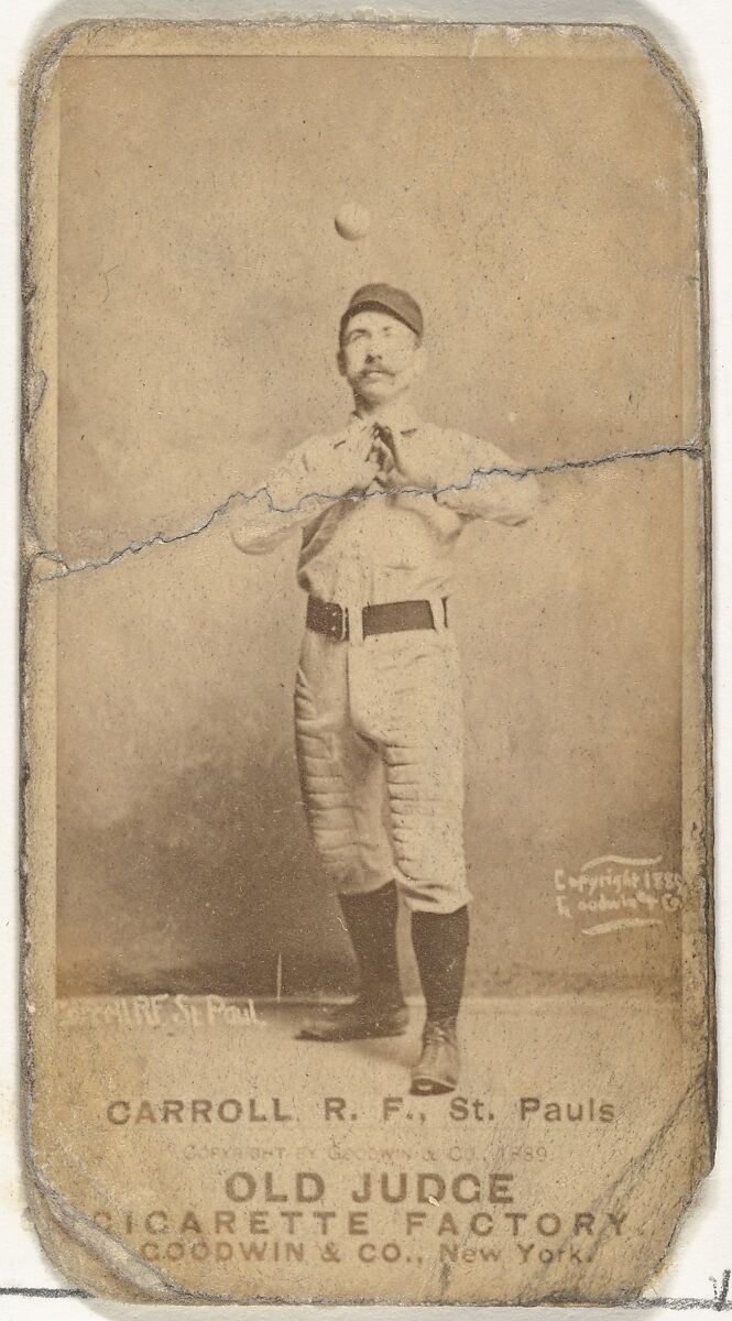 John E. "Scrappy" Carroll, Right Field, St. Paul Apostles, from the Old Judge series (N172) for Old Judge Cigarettes, Issued by Goodwin &amp; Company, Albumen photograph 