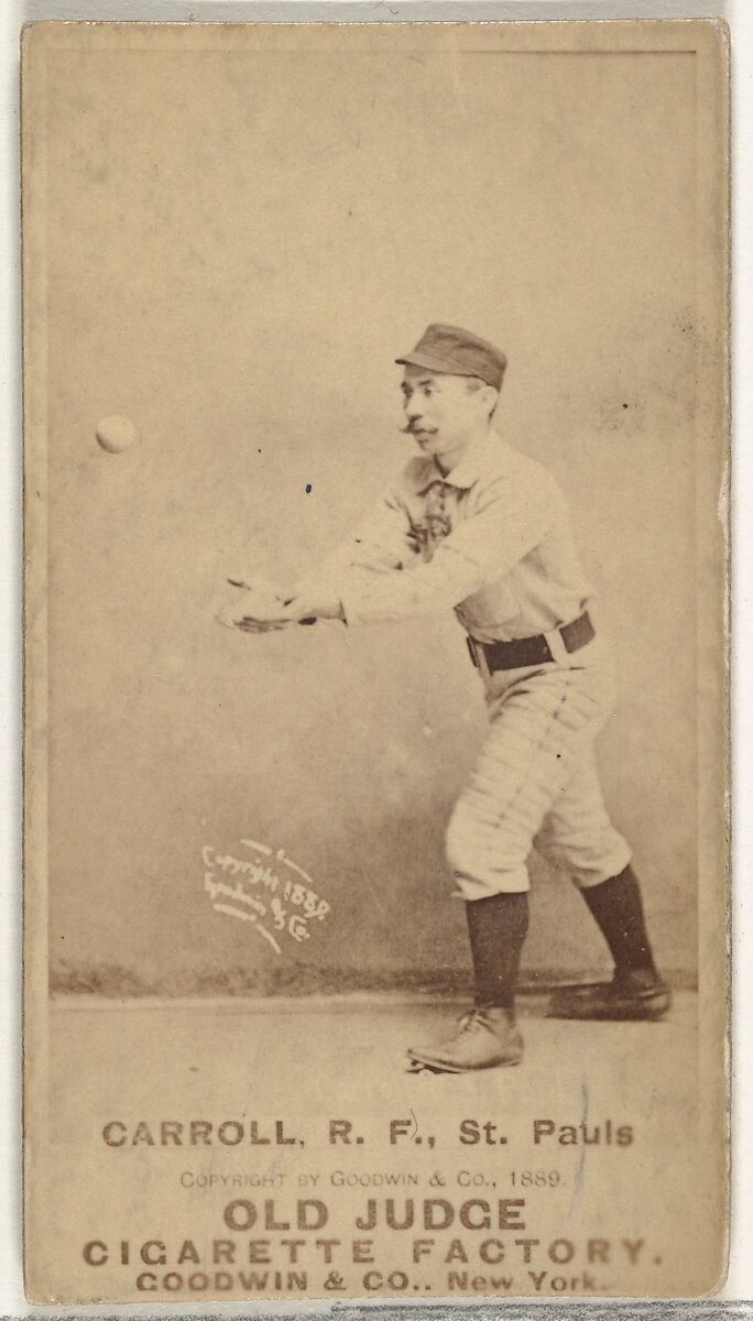 John E. "Scrappy" Carroll, Right Field, St. Paul Apostles, from the Old Judge series (N172) for Old Judge Cigarettes, Issued by Goodwin &amp; Company, Albumen photograph 