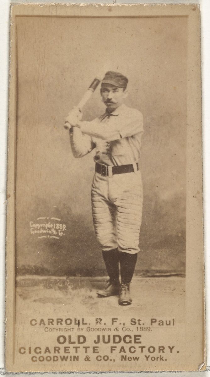 John E. "Scrappy" Carroll, Right Field, St. Paul Apostles, from the Old Judge series (N172) for Old Judge Cigarettes, Issued by Goodwin &amp; Company, Albumen photograph 