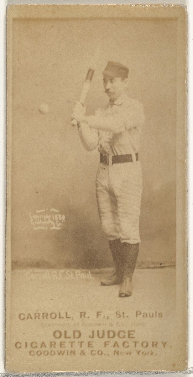 John E. "Scrappy" Carroll, Right Field, St. Paul Apostles, from the Old Judge series (N172) for Old Judge Cigarettes, Issued by Goodwin &amp; Company, Albumen photograph 