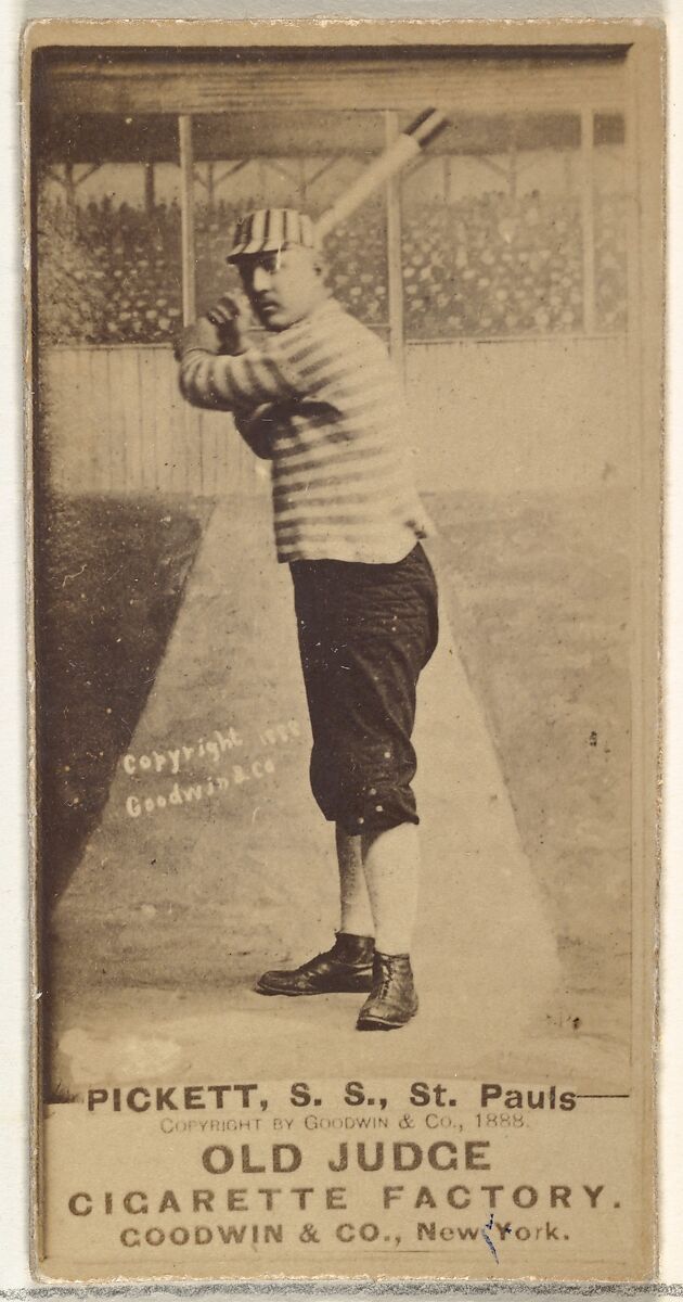 John Thomas Pickett, Shortstop, St. Paul Apostles, from the Old Judge series (N172) for Old Judge Cigarettes, Issued by Goodwin &amp; Company, Albumen photograph 