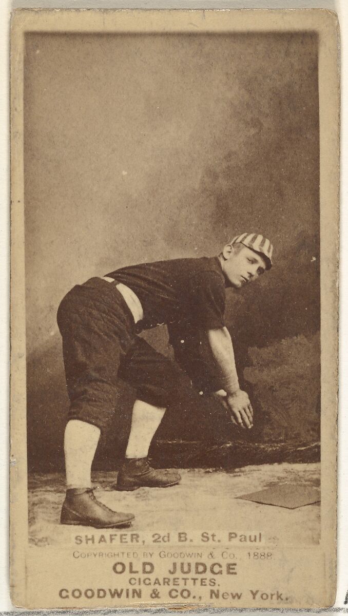 Zachary Taylor Shafer, 2nd Base, St. Paul Apostles, from the Old Judge series (N172) for Old Judge Cigarettes, Issued by Goodwin &amp; Company, Albumen photograph 