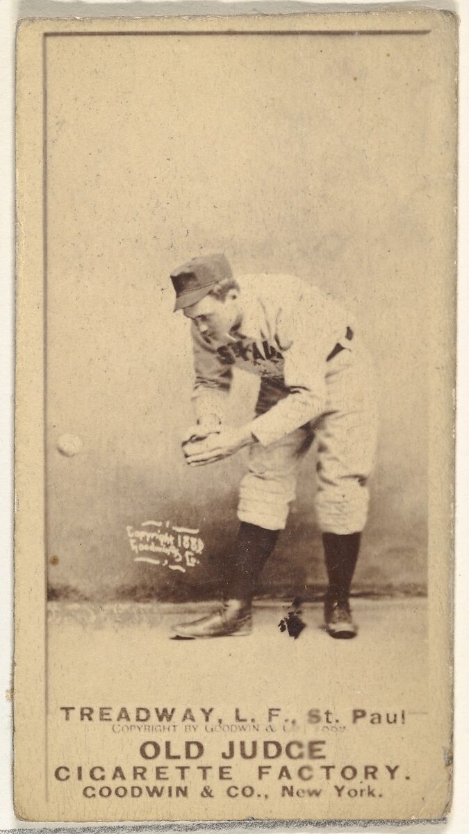 George B. Treadway, Left Field, St. Paul Apostles, from the Old Judge series (N172) for Old Judge Cigarettes, Issued by Goodwin &amp; Company, Albumen photograph 