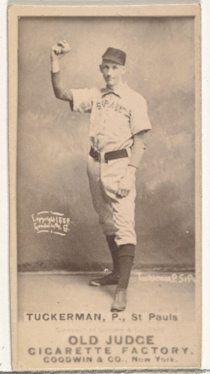 William H. Tuckerman, Pitcher, St. Paul Apostles, from the Old Judge series (N172) for Old Judge Cigarettes, Issued by Goodwin &amp; Company, Albumen photograph 