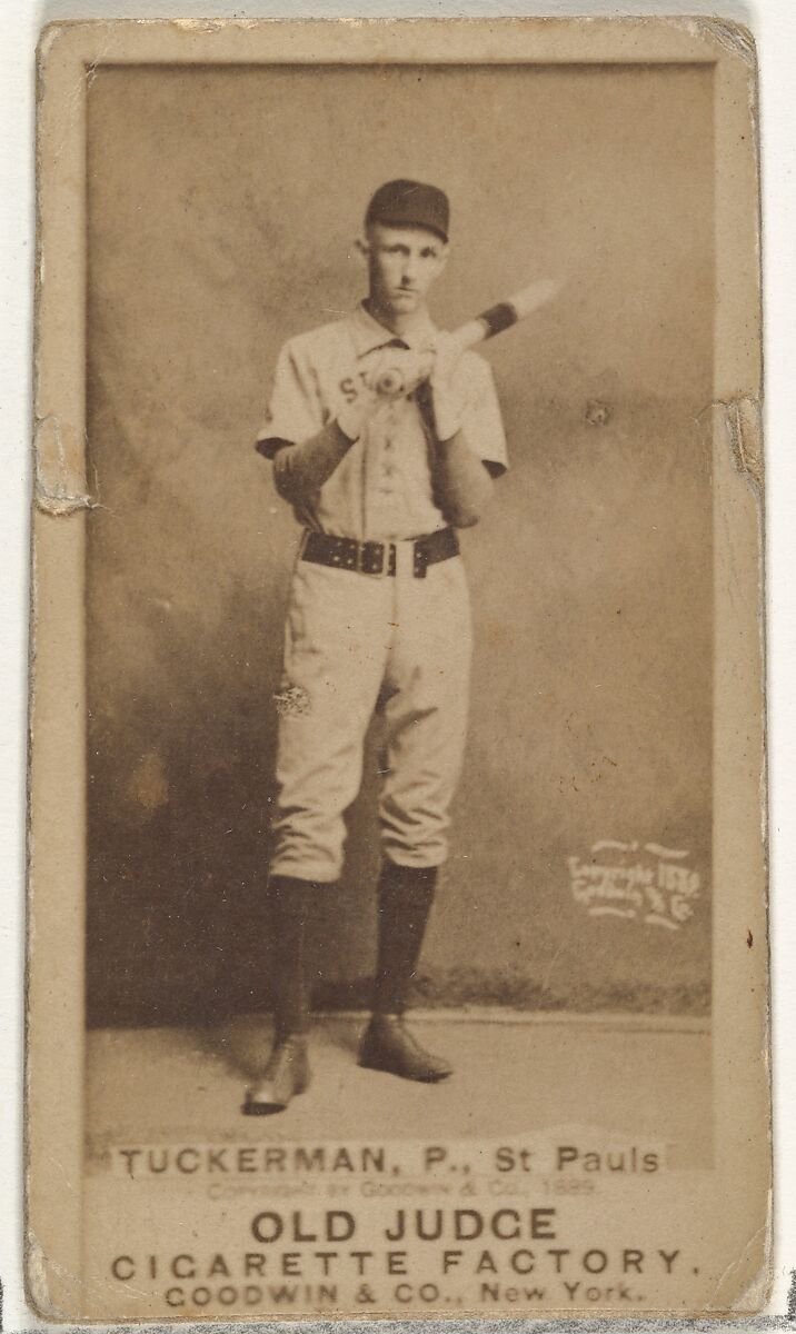 William H. Tuckerman, Pitcher, St. Paul Apostles, from the Old Judge series (N172) for Old Judge Cigarettes, Issued by Goodwin &amp; Company, Albumen photograph 