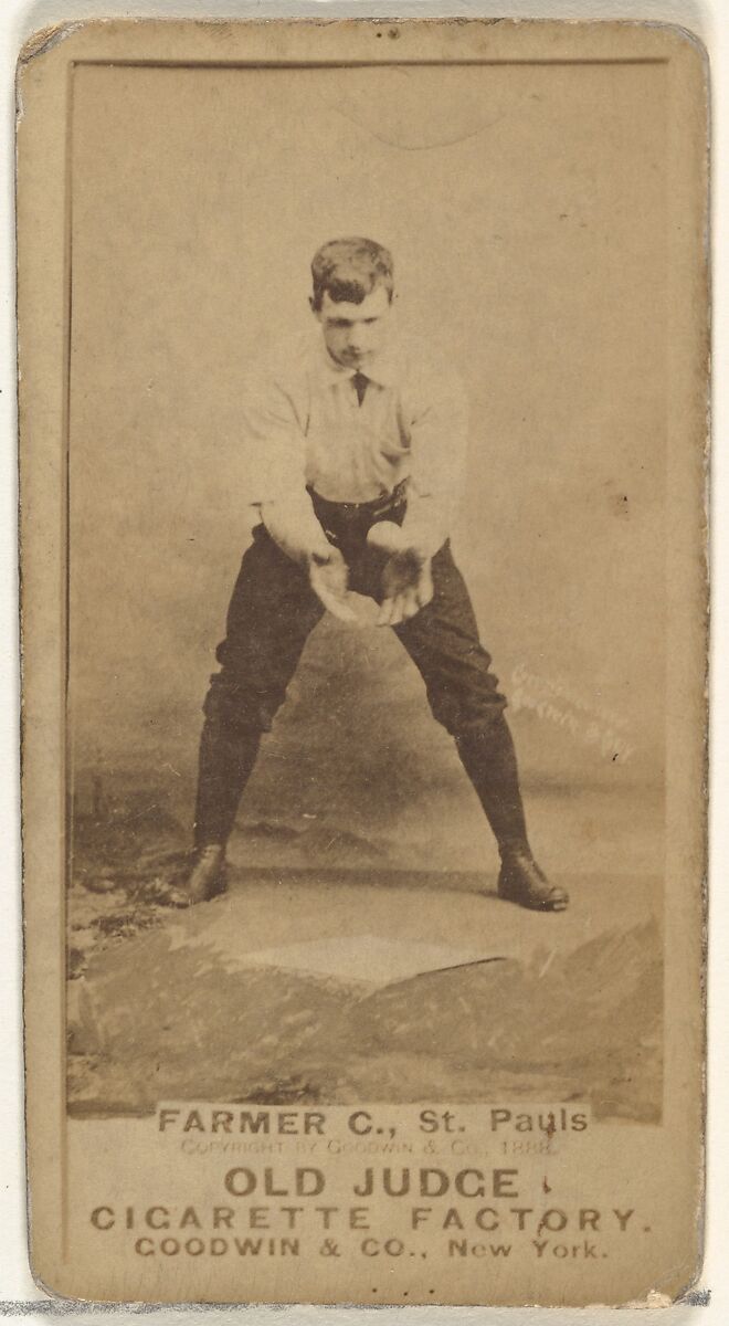 William Charles "Bill" Farmer, Catcher, St. Paul Apostles, from the Old Judge series (N172) for Old Judge Cigarettes, Issued by Goodwin &amp; Company, Albumen photograph 