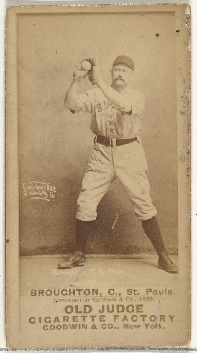 Cecil Calvert "Cal" Broughton, Catcher, St. Paul Apostles, from the Old Judge series (N172) for Old Judge Cigarettes, Issued by Goodwin &amp; Company, Albumen photograph 