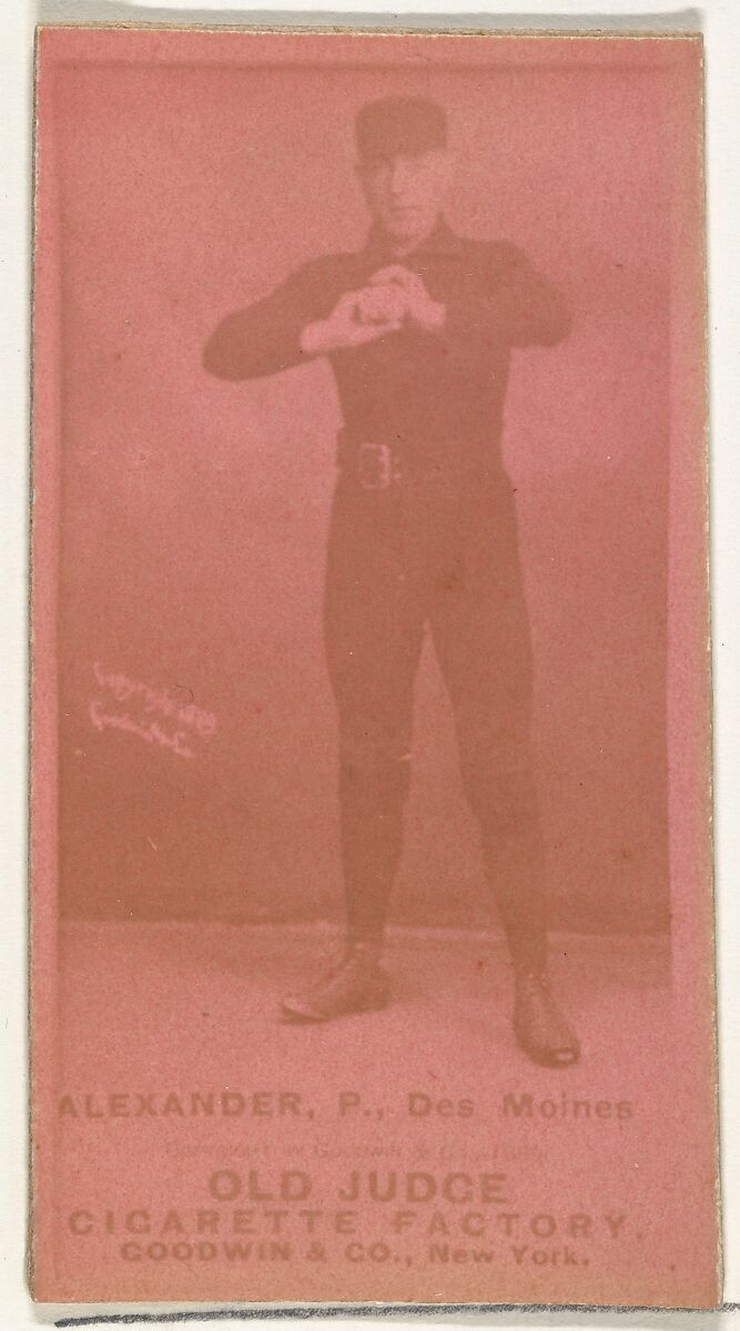 Alexander, Pitcher, Des Moines, from the Old Judge series (N172) for Old Judge Cigarettes, Issued by Goodwin &amp; Company, Albumen photograph 